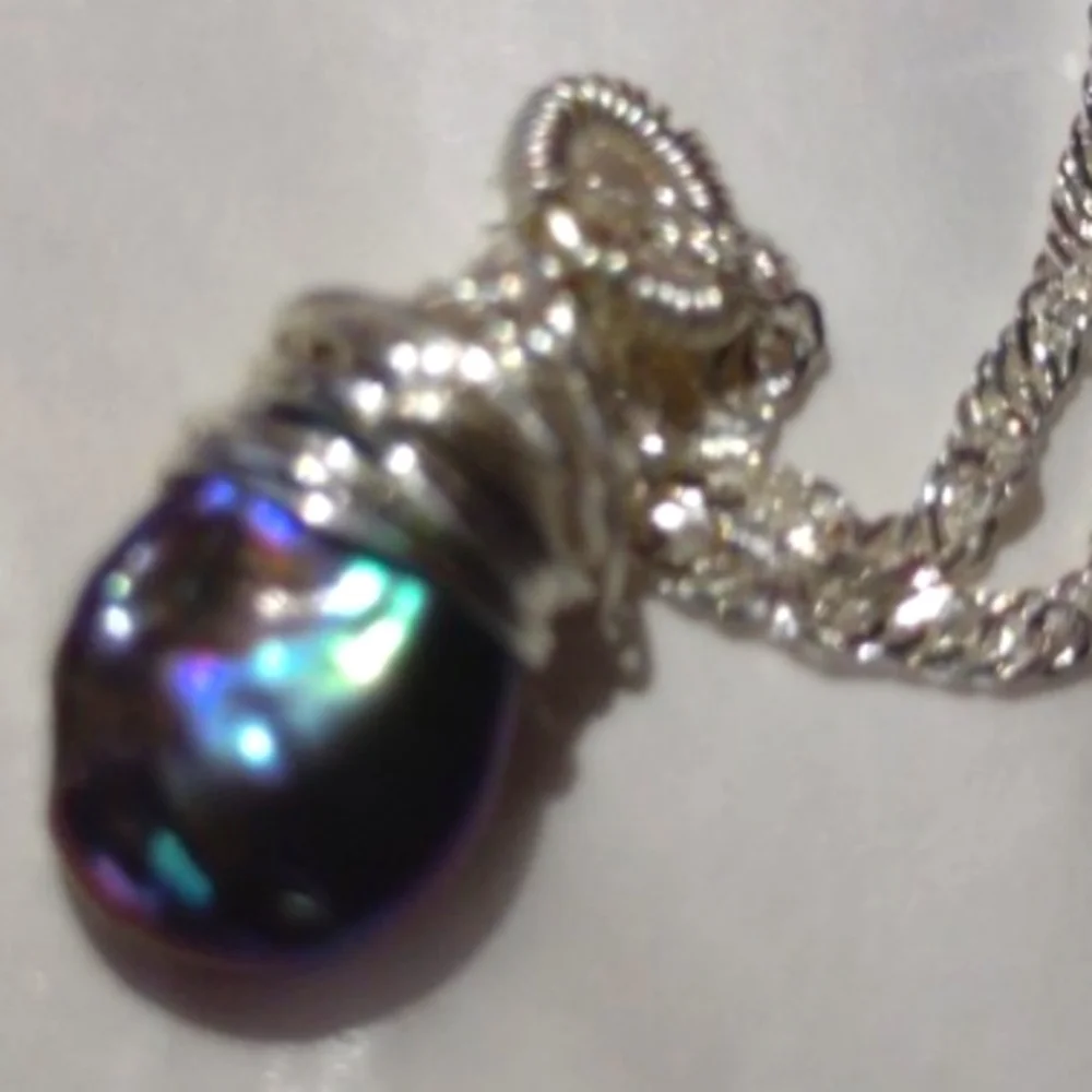 Tahitian Blister Pearl Set in Sterling Silver Diam - Picture 1 of 15